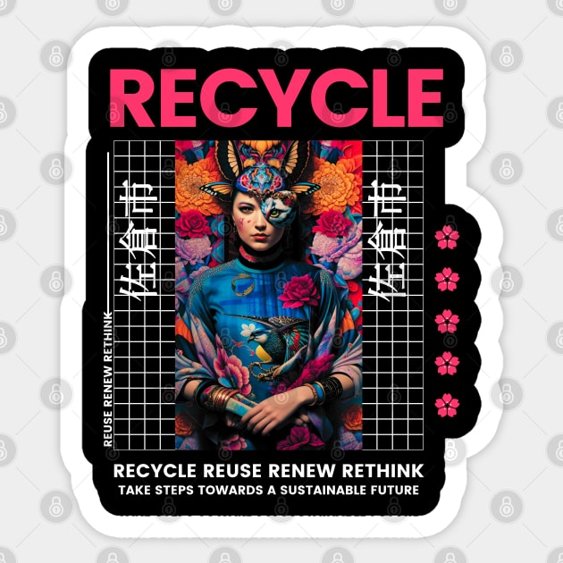 Recycle reuse renew rethink for a sustainable future Sticker by Dippity Dow Five